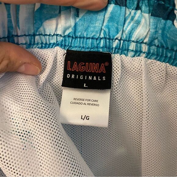 Laguna originals Mens Board swim beach Trunks Shorts Aqua teal blue drawstring L - Picture 5 of 8